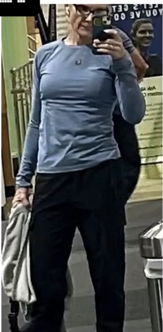 Ally in March 2026, front-facing gym mirror photograph